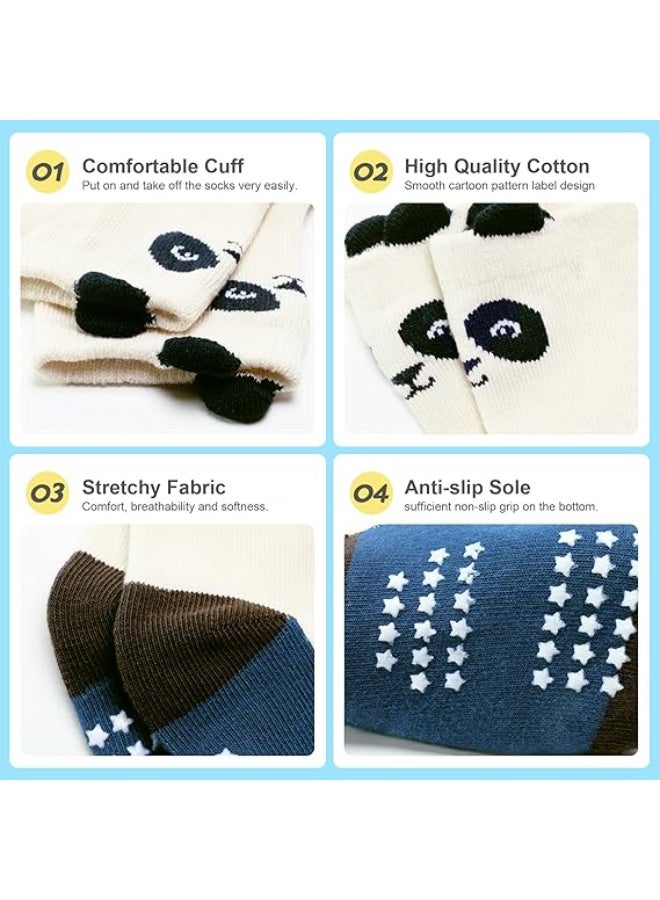 عبوة من 12 جوربًا قطنيًا للأطفال الرضع والصغار من عمر سنة إلى 7 سنوات، مانع للانزلاق، بألوان متعددة. - Image 2